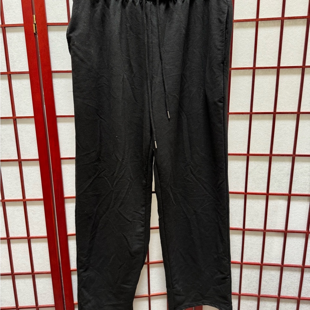Men's Black Lounge Pants - Elastic Waist Relaxed Fit